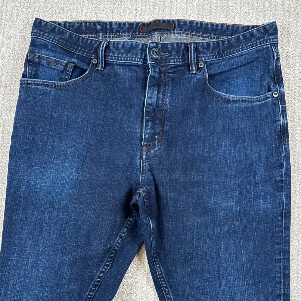 Robert Graham Mens 36x32 Dark Wash Slim Straight Denim Blue Jeans